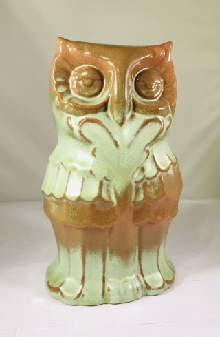 Vintage Frankoma Pottery - 6 3/4 Inch Owl - Prairie Green Figurine -