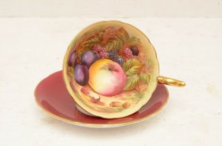 AYNSLEY HAND PAINTED ORCHARD FRUIT SIGNED JONES CABINET TEA CUP AND SAUCER 2