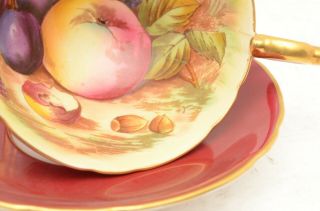 AYNSLEY HAND PAINTED ORCHARD FRUIT SIGNED JONES CABINET TEA CUP AND SAUCER 3
