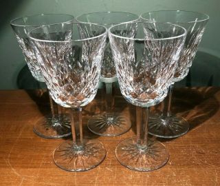 5 Waterford Crystal Lismore Pattern Wine Water Goblet Stemware Glasses - 1022 ^