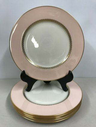 (set Of 6) Vintage Lenox Caribbee Pink W Gold Dinner Plates X - 444