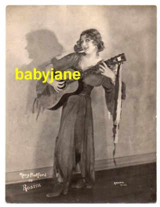 Mary Pickford Vintage 6x8 Photo By K.  O.  Rahmn Playing Guitar 1923 Rosita Dbl Wgt