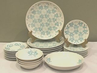 Caribe Puerto Rico Dinnerware Blue Atomic Starburst Geometric Mcm