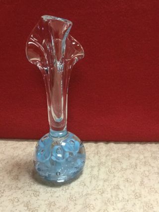 Vintage St.  Clair Flower & Bubble Paperweight Bud Vase Unusual Fluted Top 3