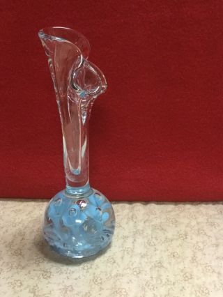 Vintage St.  Clair Flower & Bubble Paperweight Bud Vase Unusual Fluted Top 4