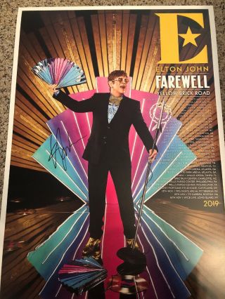 Elton John Signed Autographed Farewell Concert Poster Ltd /500 Yellow Brick