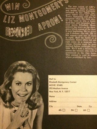 Elizabeth Montgomery,  Bewitched,  Full Page Vintage Clipping