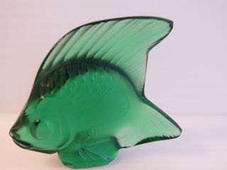 Lalique Crystal Poisson Fish Green Size 1 7/8 " High X 2 " Wide France
