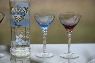 Vintage Multi Colored Clear Twisted Stem Wine Glasses Set of 4,  4 oz Wine Glass 3