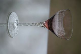 Vintage Multi Colored Clear Twisted Stem Wine Glasses Set of 4,  4 oz Wine Glass 4