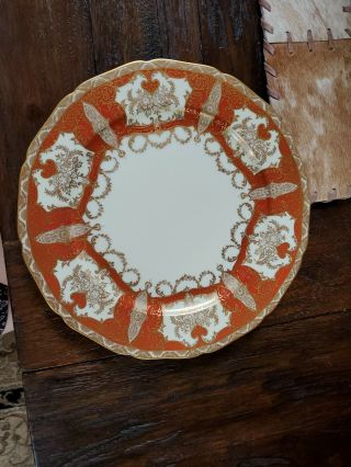 Noritake Vintage Burnt Orange And Gold Lacey Floral Pattern Set Of 8 Din Plates