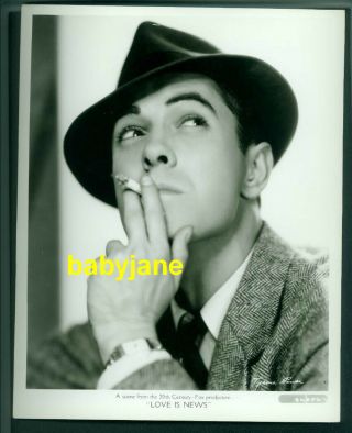Tyrone Power Vintage 8x10 Portrait Photo Love Is News Wearing Hat Smoking