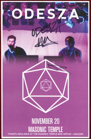 Odesza Autographed Concert Poster 2015 Harrison Mills And Clayton Knight
