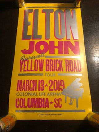 Elton John Farewell Yellow Brick Road Hatch Show Print 2019 Tour Poster Columbia