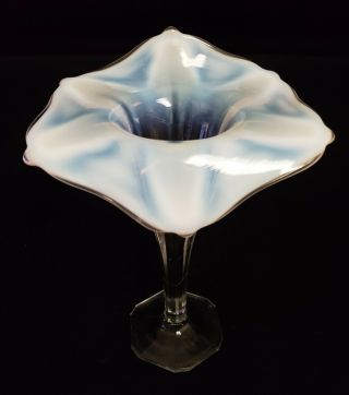 Antique French Dugan Jack In The Pulpit Vase With Blue Opalescent Glass
