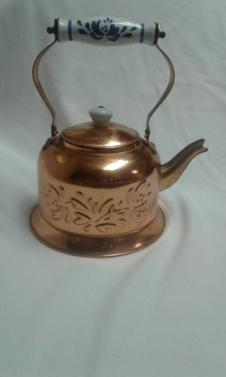 Pfaltzgraff Yorktowne (usa) Copper Plated 6 Cup Kettle And Lid