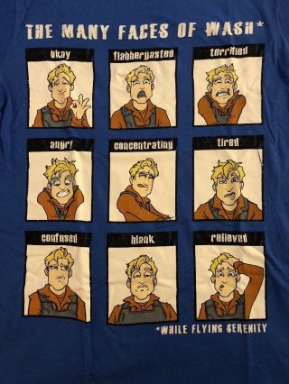 Loot Crate,  Firefly,  The Many Faces of Wash T - Shirt Top Size S,  Hoban Washburne 5