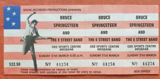 Bruce Springsteen Ticket Stub 1985 Brisbane Born In Usa Tour