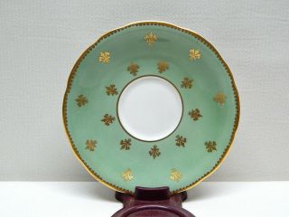 Great Aynsley Bone China Green Cup & Saucer w/ Cabbage Rose & Gilded Trim 2