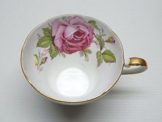 Great Aynsley Bone China Green Cup & Saucer w/ Cabbage Rose & Gilded Trim 3