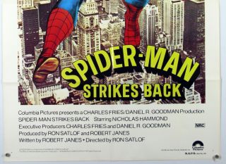 SPIDER - MAN STRIKES BACK Nicholas Hammond MARVEL Australian One Sheet 1978 3