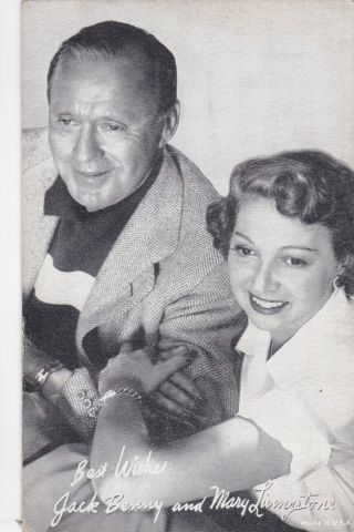 Jack Benny & Mary Livingston - Hollywood Radio/tv Duo 1940s Arcade/exhibiit Card