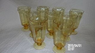 Set Of 9 Lenox Crystal Antique Yellow Iced Tea Goblet 6 5/8 " /excellent