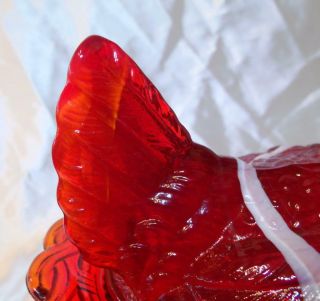 Gorgeous Red Slag Glass Hen On Nest Covered Candy Bowl & Ring Jewelry Holder WOW 7