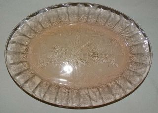 Jeannette USA Floral Poinsettia Covered Bowl,  Platter,  Relish Pink Depression 4