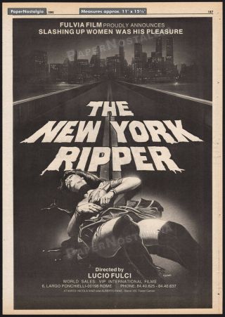The York Ripper_original 1981 Trade Ad Promo / Horror Poster_lucio Fulci