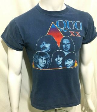 STATUS QUO - XX Anniversary Tour 1982 - Old OG Vtg 1980`s Concert T - Shirt Rare 6