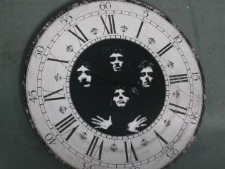 Queen,  Freddie Mercury.  Very Large Wall Clock.  Hand Painted.  24 Ins Across.