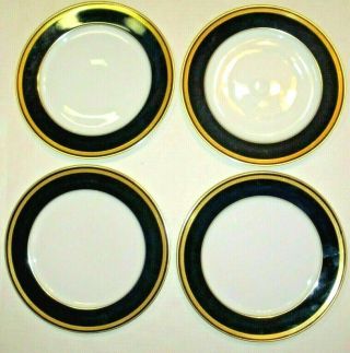 4 Hutschenreuther Monarch,  Cobalt Blue,  Gold: Dinner Plates 10 1/2 " German