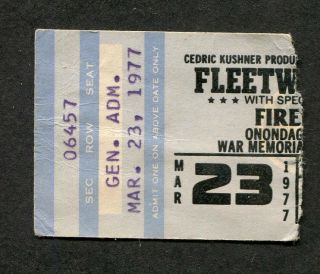 1977 Fleetwood Mac Concert Ticket Stub Syracuse Ny Rumours Tour