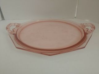 Vintage 14 1/2 " Pink Depression Glass Serving Tray Platter