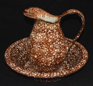 Stangl Pottery Large Pitcher & Bowl Town & Country Brown