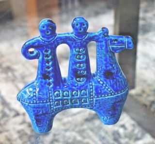 Aldo Londi Cavallerizzo Horsemen Figure Rimini Blue Bitossi Made In Italy
