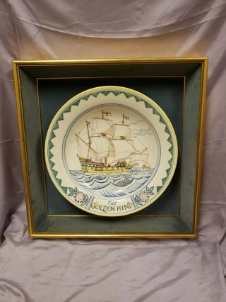 Poole Pottery Framed " The Golden Hind " Bowl 1948