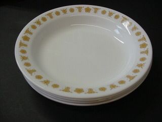 4 Corelle Butterfly Gold Flat Wide Rim 8 1/2 " Soup Pasta Bowls Corning
