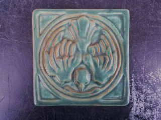 Pewabic Pottery Tile Green - Detroit - Highly Collectible Robin/bird In Green 1997
