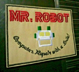 Mr.  Robot Iron - On Patch 4.  25 " X 3.  25 " (beige)