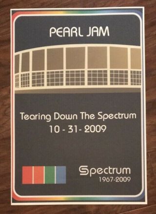 Pearl Jam Philadelphia Pa 10/31/2009 The Spectrum Concert Poster Print Rare
