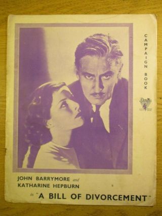 Katharine Hepburn A Bill Of Divorcement 1932 Uk Movie Campaign Book Pressbook
