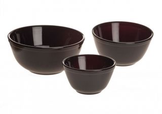 Set Of 3 Mosser Black Raspberry Glass Nesting Mixing Bowls - Factory