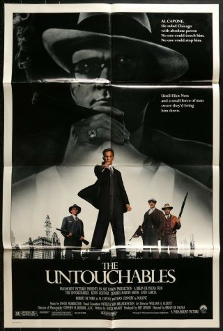 The Untouchables Sean Connery 27 X 41 Orig 1987 One Sheet Movie Poster
