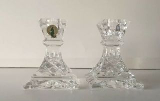 Stunning Waterford Crystal Lismore 4 " Candlestick Holders W/square Base