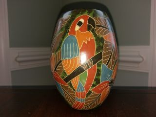 Juan Paulino Martinez San Juan De Oriente Nicaragua Vase Parrot Handmade Signed