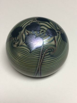 Orient & Flume Signed Dated Iridescent Paperweight With Hearts