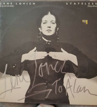 Signed Lene Lovich - Stateless Vinyl Lp Rare Cond.