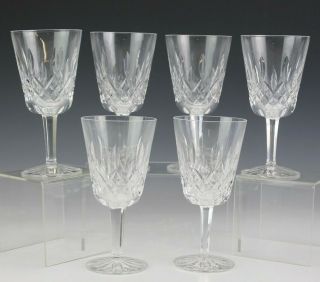 Set 6 Signed Waterford Deep Cut Crystal Lismore Pattern 6 7/8 " Water Glasses Pfp
